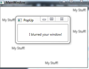 An example of a main window being blurred
